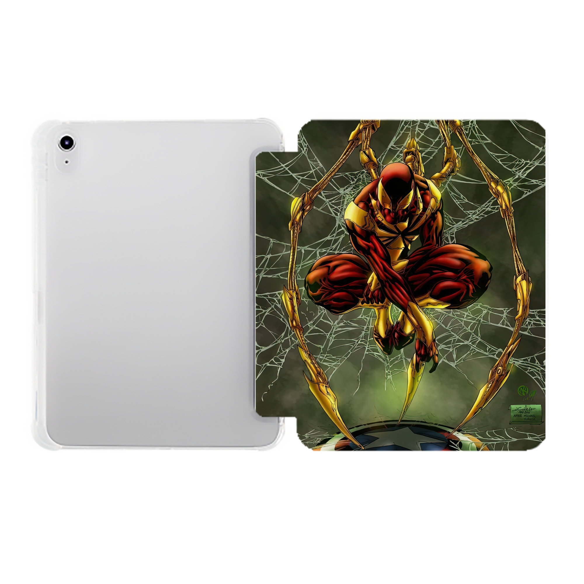 （画像用） Spider Man スパイダーマン IPad ケース ペン収納付き 三つ折りスタンド PUレザー×シリコン 対応機種9.5/10.5/10.9インチ